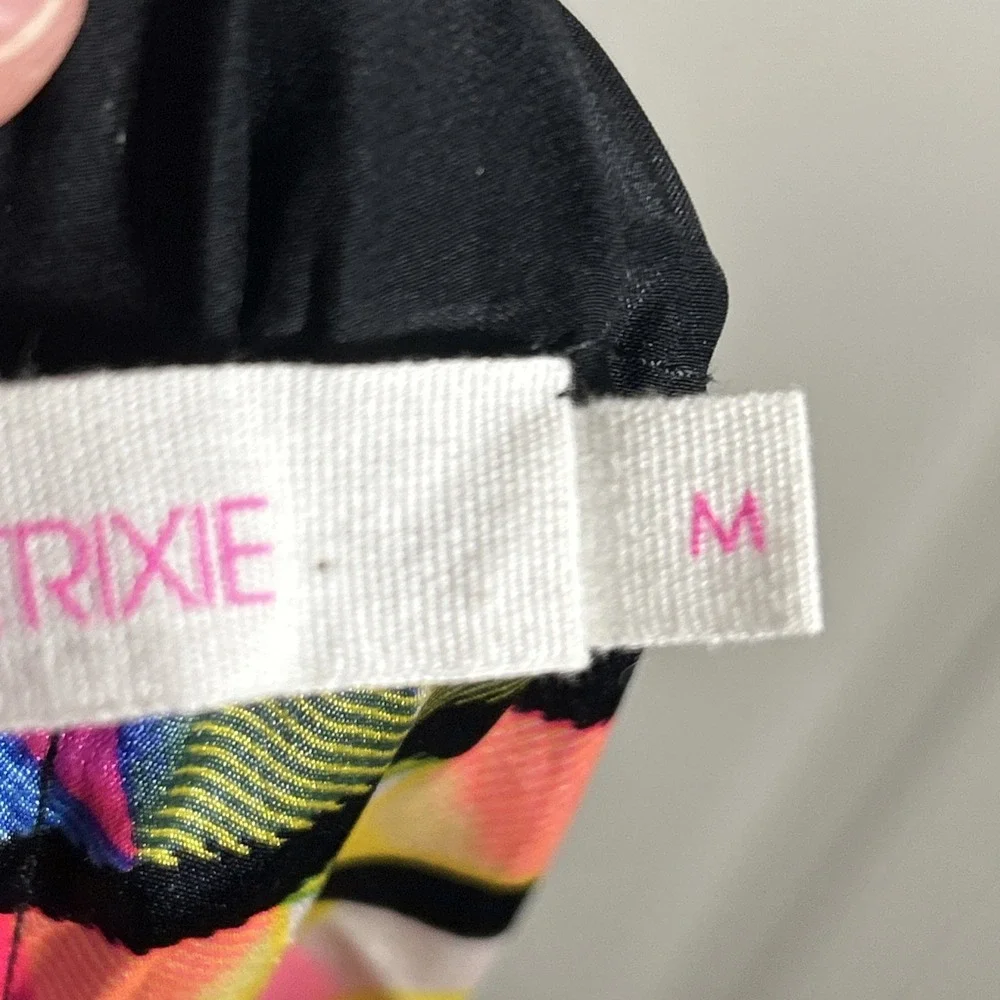 Alice & Trixie Silk High Waist Pants Geometric Multicolor Travel Sz Medium M